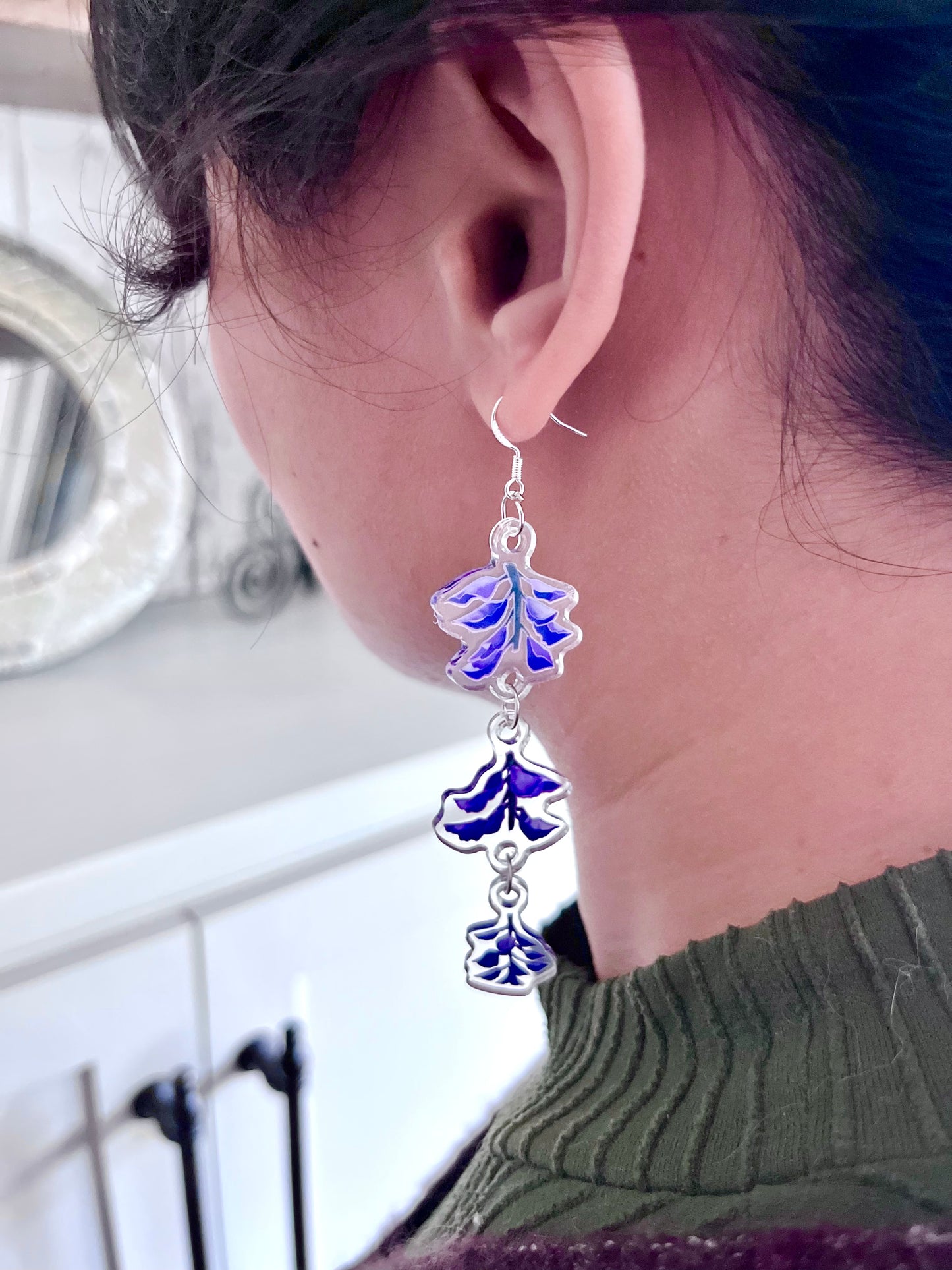 Katana and Wisteria Asymmetrical Earrings